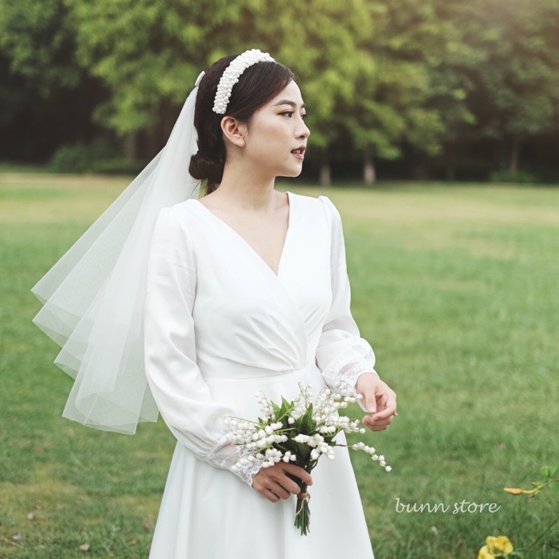 ( ẢNH THẬT SHOP TỰ CHỤP ) 👗 Váy Cưới Oni Vạt Chéo Xếp Li - Váy Cưới Basic - Váy Cưới Thiết Kế