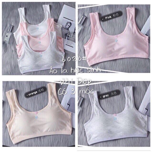 Áo Bra Học Sinh Cotton Tăm Có Móc Cài Sau 6020