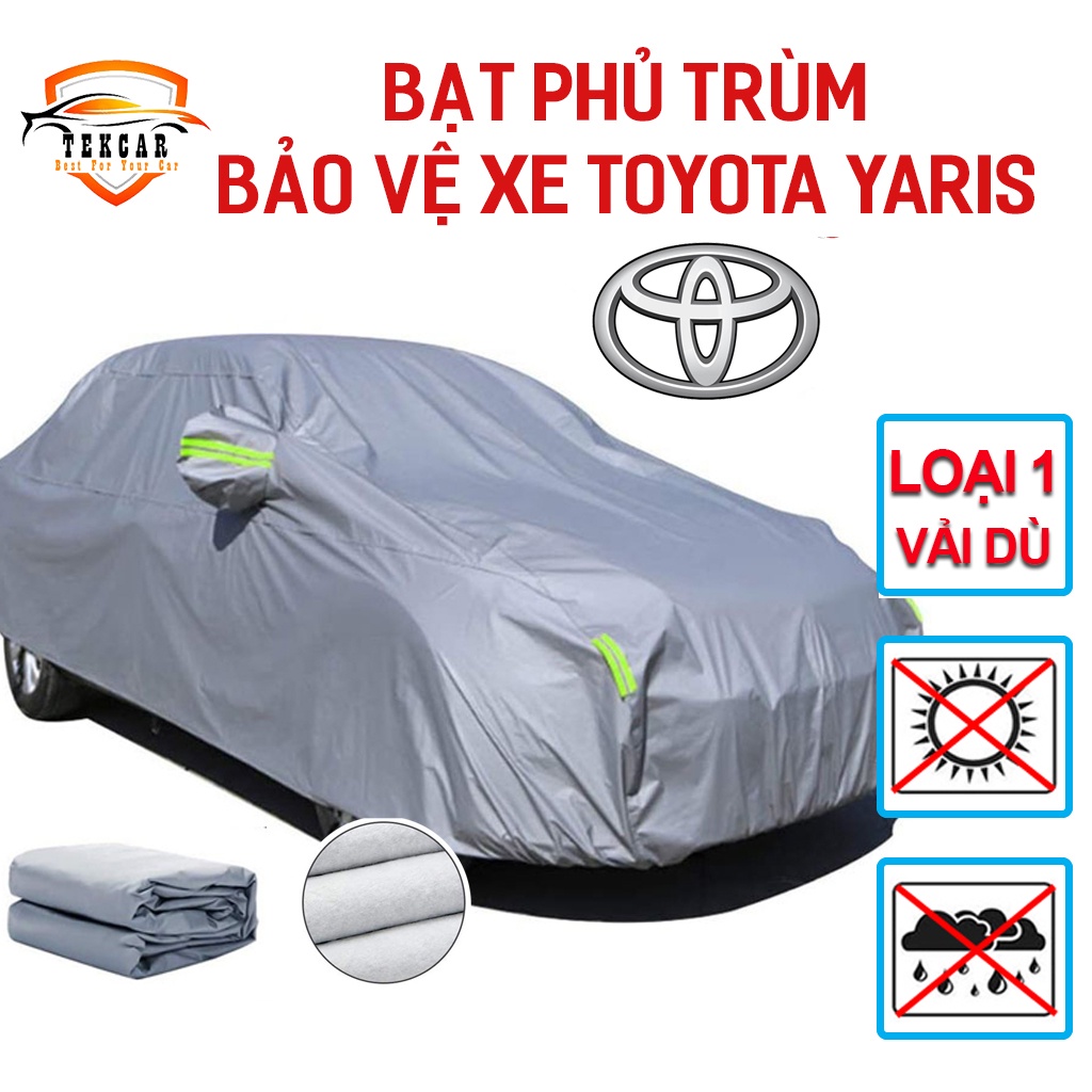 [TOYOTA YARIS] Bạt vải dù oxford bảo vệ xe ô tô Toyota Yaris phủ trùm kín cao cấp , áo trùm xe 5 chỗ chống nắng, mưa