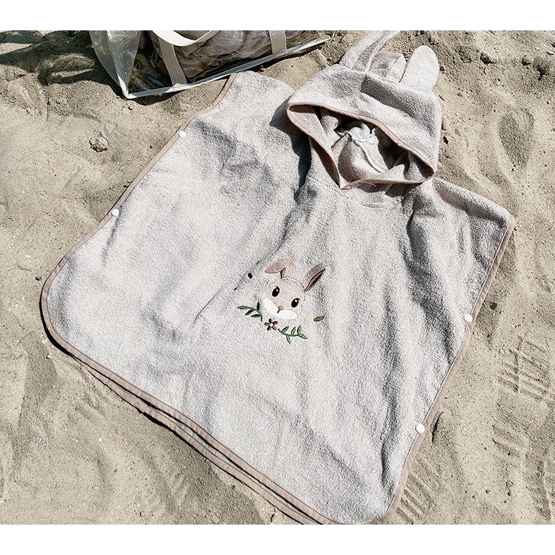 Khăn Choàng Tắm Có Mũ Vải Cotton Thấm Hút Tốt Dành Cho Bé