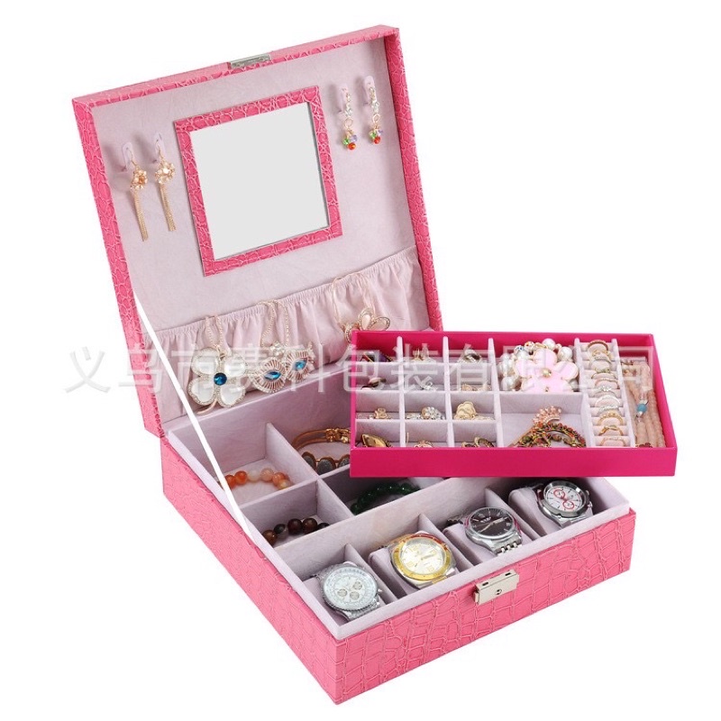 hộp đựng trang sức nắp kín màu đen và màu hồng