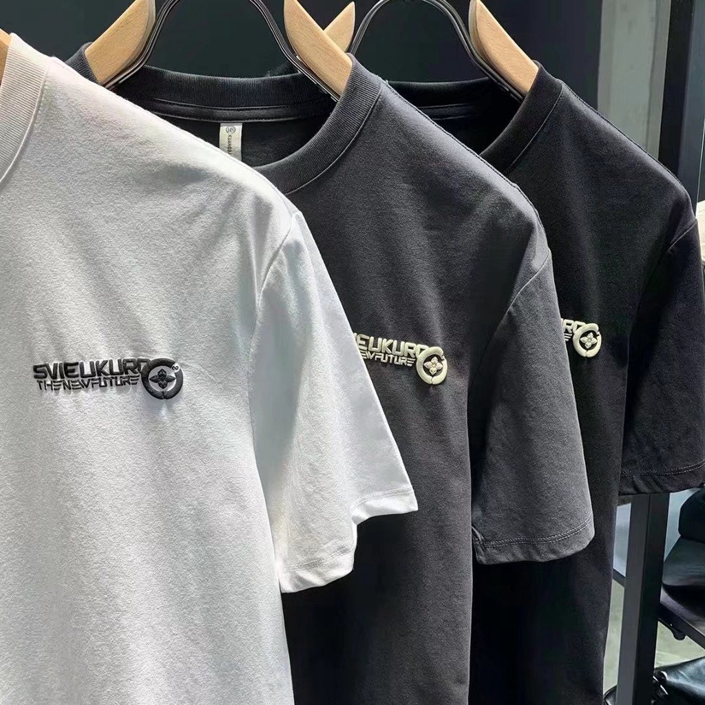 Áo Thun Cotton Ngắn Tay Dáng Rộng In Họa Tiết Cá Tính Dễ Phối Đồ Cho Nam