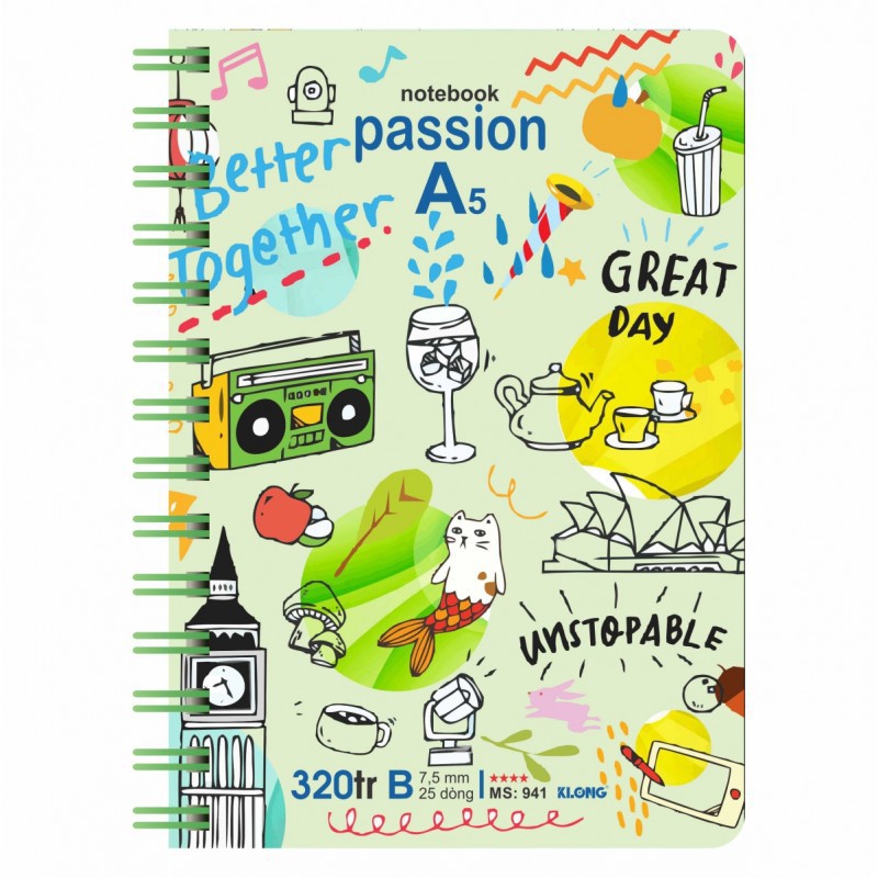 Sổ lò xo kép dọc KLONG A5 - 320 trang MS 941