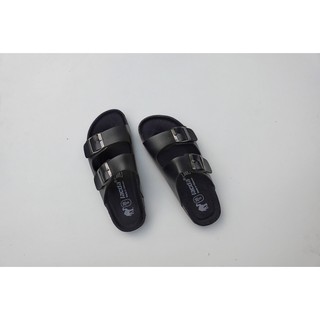 Dép đôi nam nữ Lacda đế trấu B08 Full đen