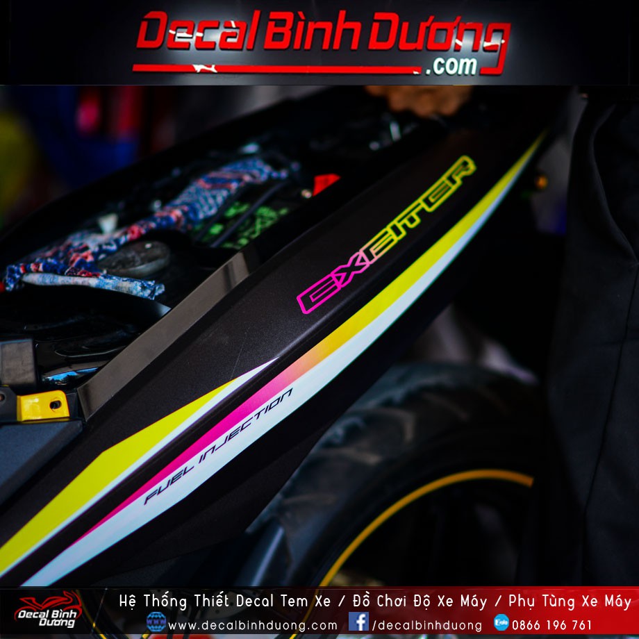 Decal Tem Trùm Exciter 150 Đen Nhám