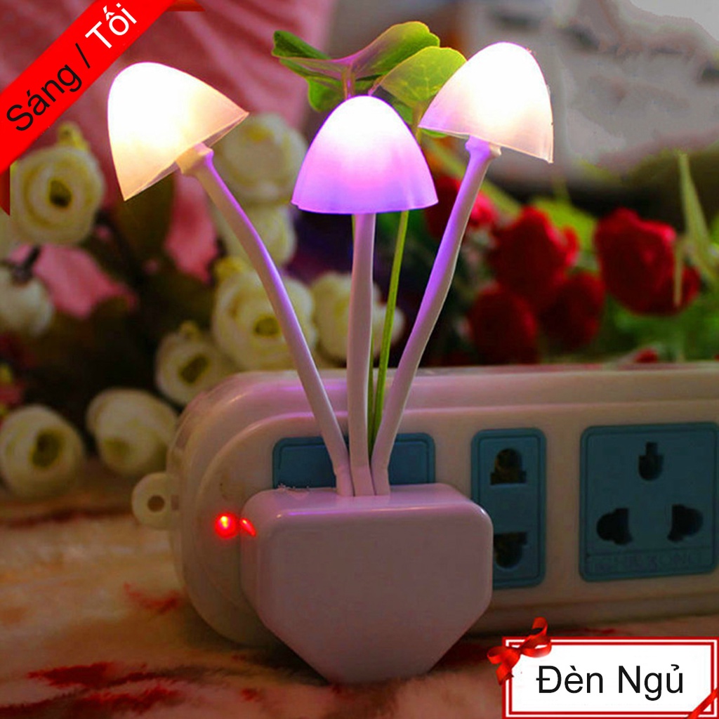 Đèn Ngủ LED Cảm Biến Ánh Sáng Tự Động Tắt Bật - Đèn Ngủ Trang Trí Hình Bông Hoa
