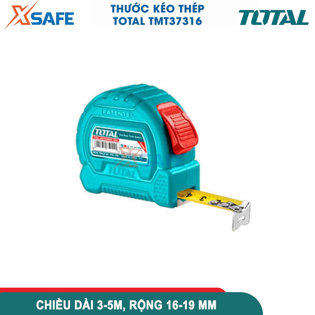Thước cuộn thép TOTAL 2 phân loại 3mx16mm và 5mx25mm thước cuộn tự động nhựa ABS cứng cáp chống va đập [CHÍNH HÃNG]