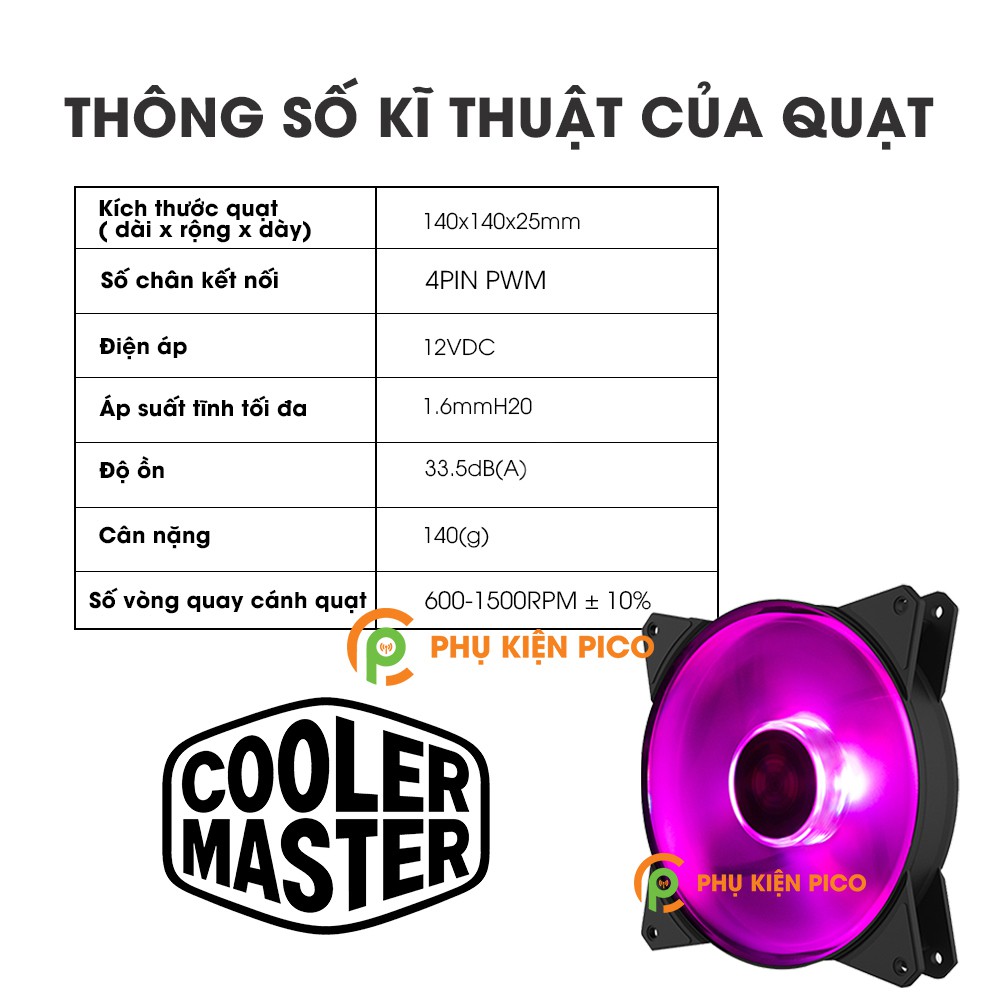 Quạt tản nhiệt case máy tính Cooler Master MasterFan MF140R RGB - Quạt Fan Case 14cm