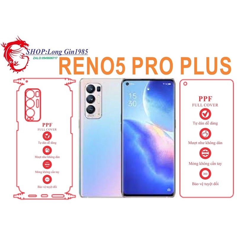 Oppo Reno5pro plus miếng dán trong Ppf mặt sau và mặt trước chống va đập chống trầy xước