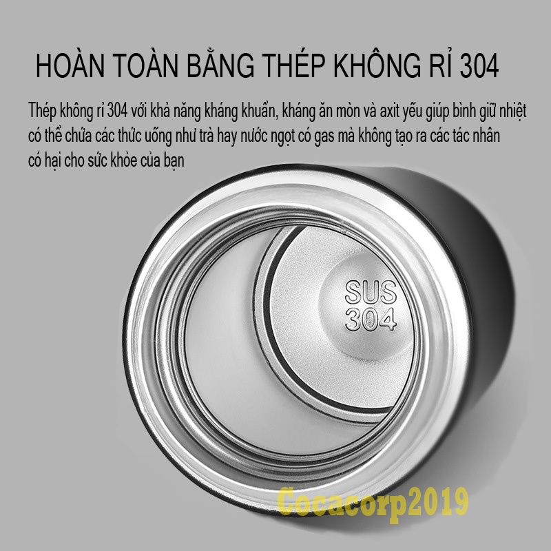 Bình giữ nhiệt 500ml hoàn toàn bằng inox 304 có hiển thị nhiệt độ , lớp sơn chống trầy xước