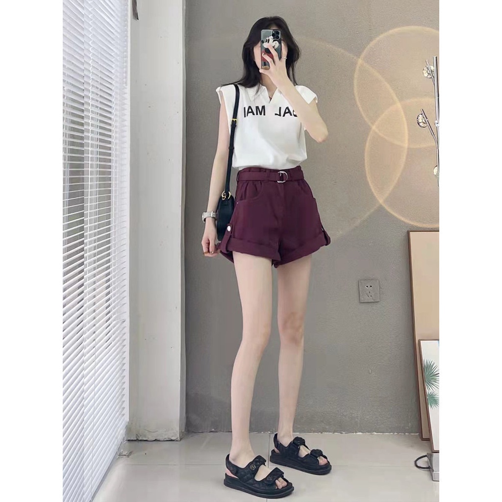 Jiashucheng I Quần Yếm Denim Ngắn Dáng Rộng Cỡ Lớn Thời Trang Mùa Hè Mới Dễ Phối Đồ Cho Nữ