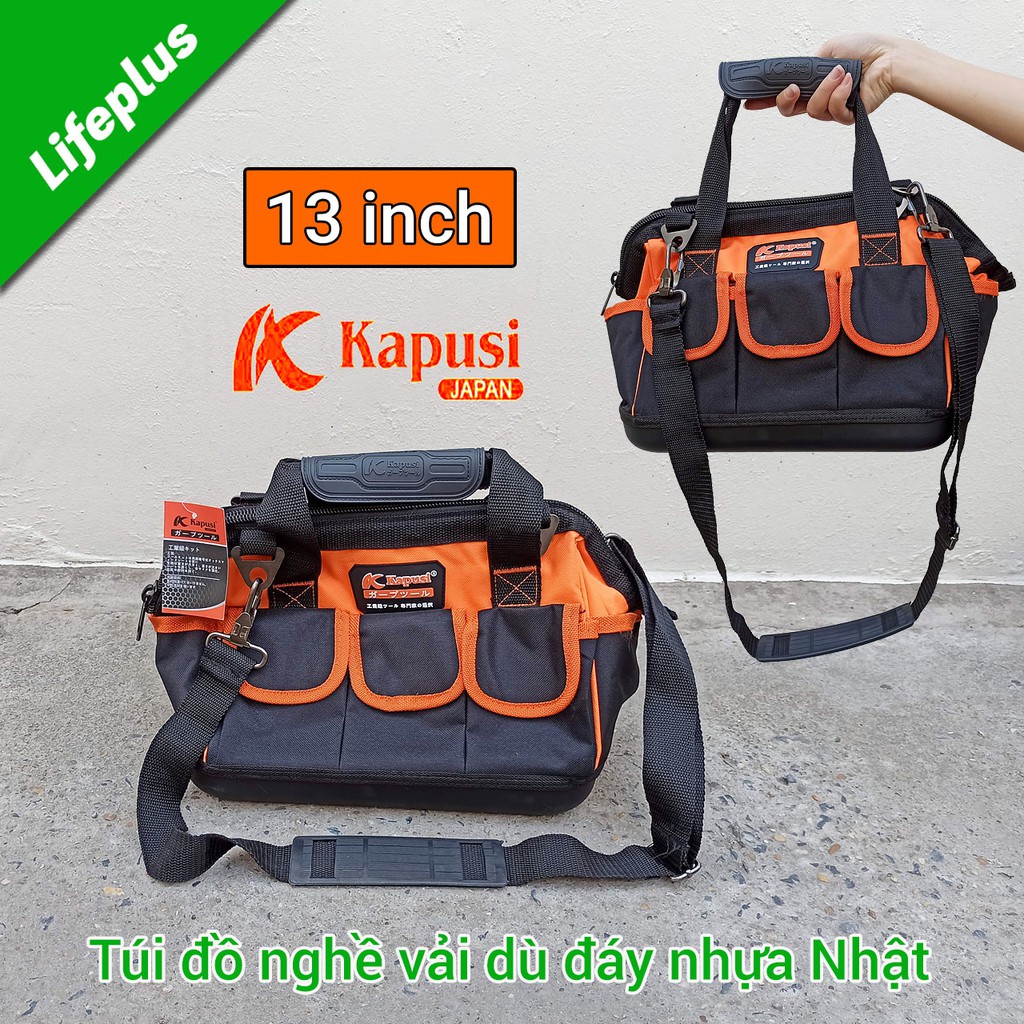 Túi đồ nghề Kapusi 8 túi phụ bằng vải dù đáy nhựa cứng Nhật Bản