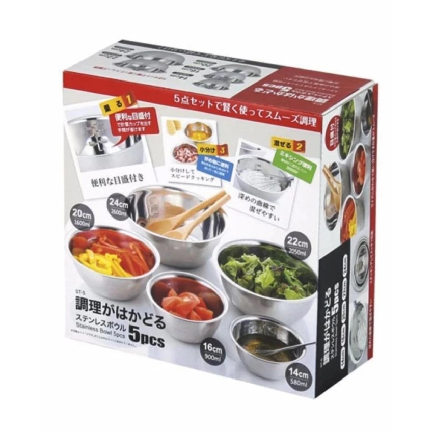 [BIG SALE] Set 5 tô inox cao cấp- Hàng nhập khẩu Nhật Bản