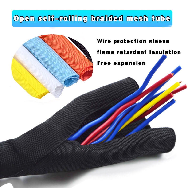 Mở ống lưới bện tự quấn 5/8 / 10-30mm ống cách điện chống cháy tay áo dệt và dây cáp bảo vệ ống bọc ngoài