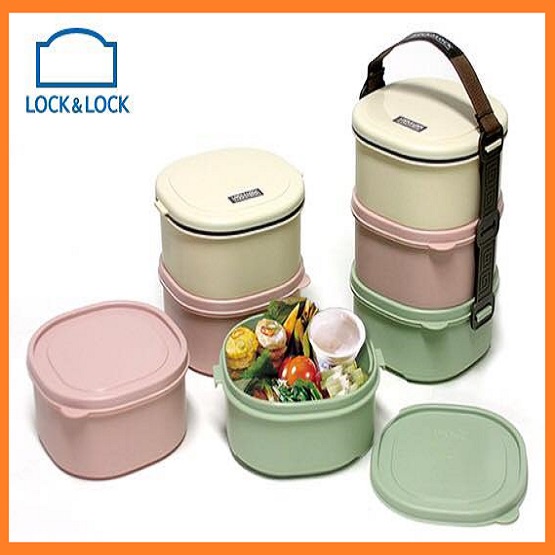 Hộp đựng cơm 3 tầng Lock & Lock  size S - camen nhựa 3 ngăn
