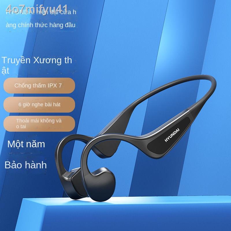 (HÀNG HOT)☃❈▼Tai nghe chụp xương Hyundai V12 Bluetooth không dây thể thao chạy bị cấn tai, thời lượng pin chờ lâu, chống