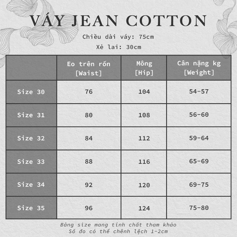 Chân váy jean xẽ tà phong cách Hàn Quốc bigsize 54-80kg