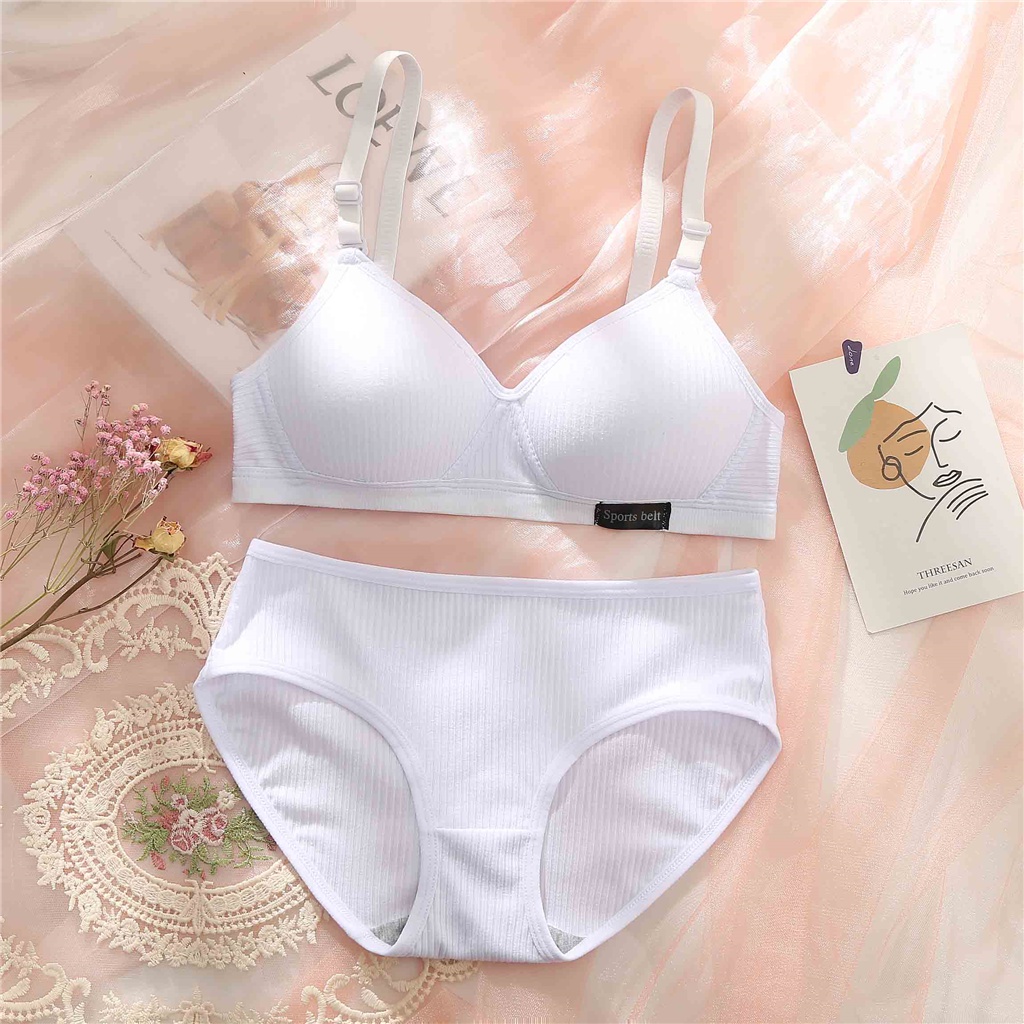 Set 1 Bộ Áo Lót Nâng Ngực 3/4 cup Không Gọng Chất Liệu Cotton Mỏng Nhẹ Thời Trang Quyến Rũ Dành Cho Nữ