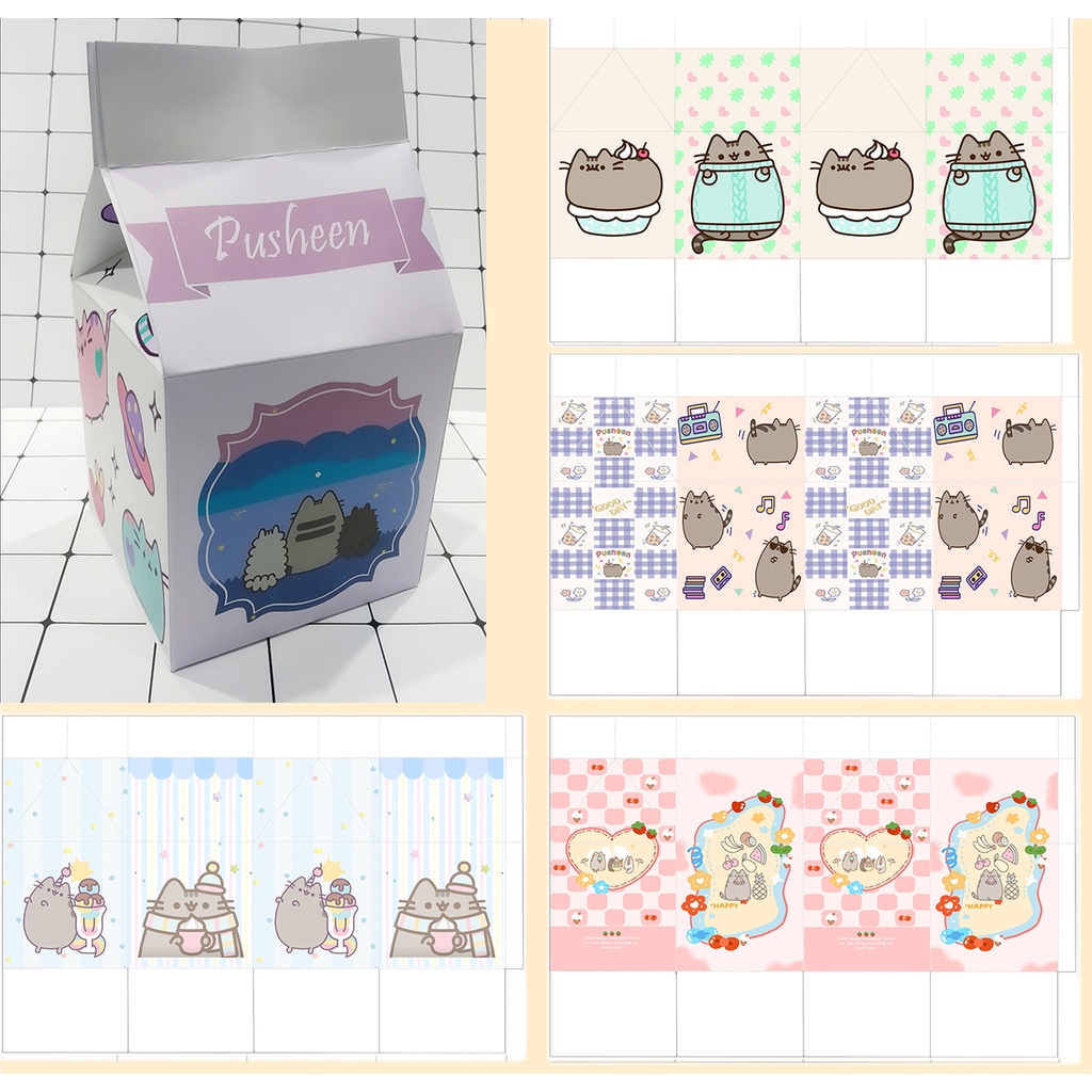 Hộp quà pusheen HQSI13 hộp quà hộp sữa cute hộp dễ thương hoạt hình 18*10*10cm