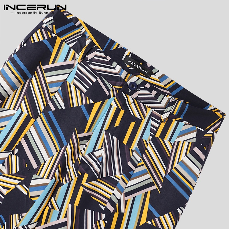 Quần dài INCERUN lưng cao có xẻ tà phía trước kiểu dáng rộng rãi thời trang cho nam