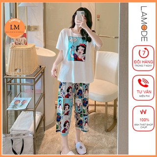 Đồ ngủ nữ cute quần lửng LAMODE, bộ mặc nhà nữ mùa hè quần lửng chất cotton mỏng thoáng mát