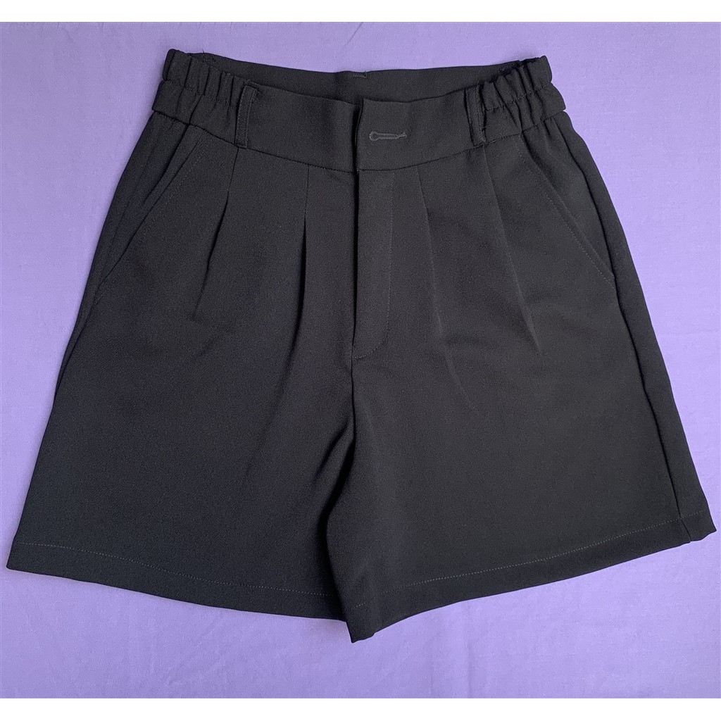 Quần short ống rộng cạp cao lưng thun màu tím D45