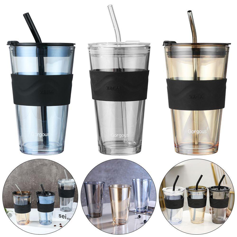 KUNHEV Bình Nước Thủy Tinh Trong Suốt Có Ống Hút Tiện Dụng Cho Bé