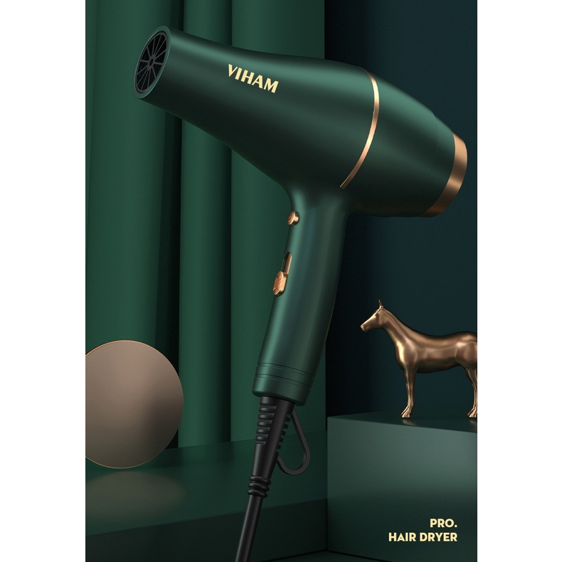 Máy Sấy Tóc VIHAM 3500W, 3 Chế Độ Nóng - Lạnh, Máy Sấy Tích Hợp ION Âm Giúp Tóc Không Bị Hư - Tặng 3 Món Phụ Kiện