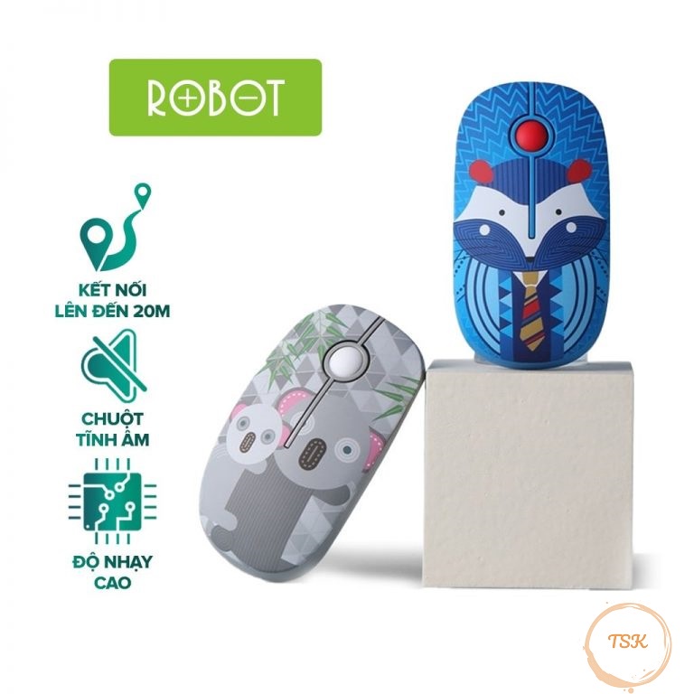 🐭🐭🐭🐭 Chuột Không Dây Tĩnh Âm 2.4Ghz ROBOT M330 Họa Tiết 🐭🐭🐭🐭