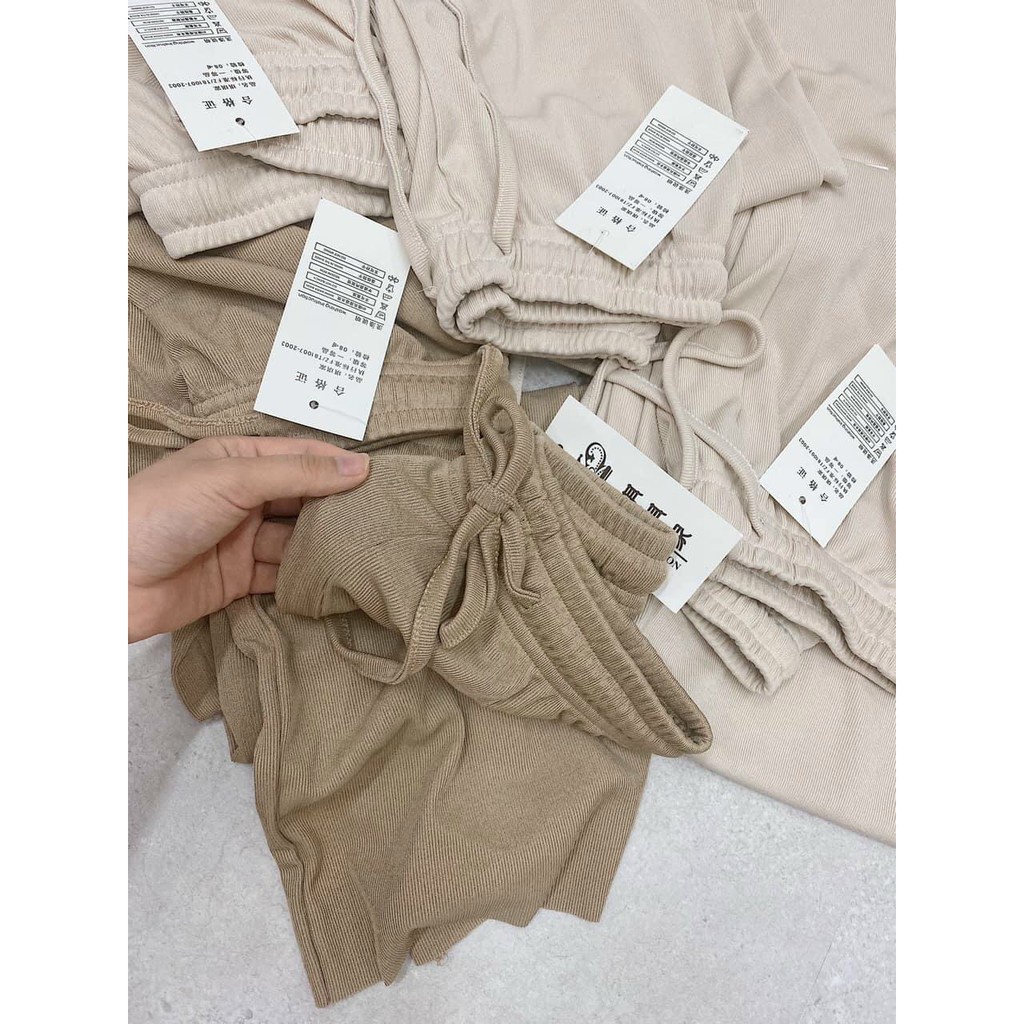 Quần ống suông nữ nhung tăm quần culottes ống rộng cạp chun Ladya Store M230