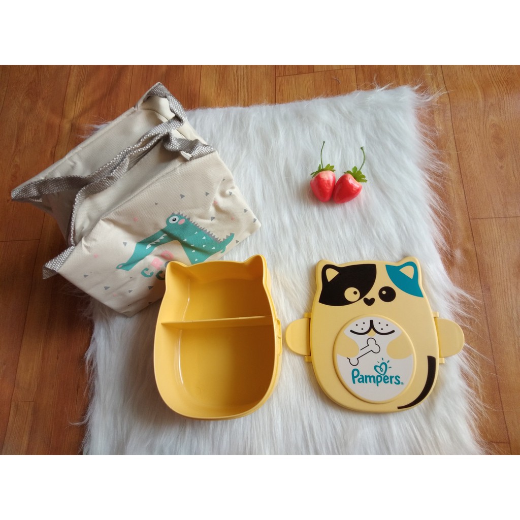 [Hình thật] Hộp Cơm Bento Xinh 2 Ngăn dễ thương Quai gài chắc chắn chống đổ thức ăn