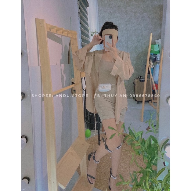 Set váy 2 dây, áo sơ mi dáng blazer ⚡️ANDUSTORE⚡️
