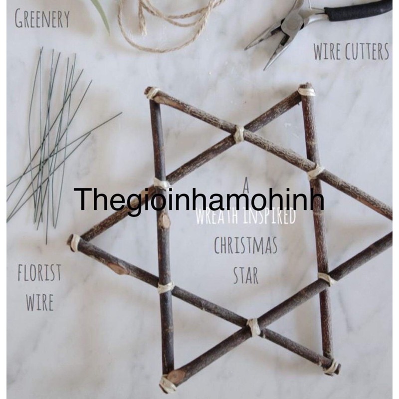 Ngôi sao từ cành khô, nguyên liệu decor
