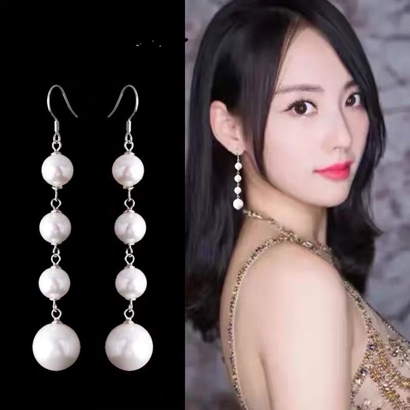 bông tai 4 hạt châu dễ thương xinh xắn