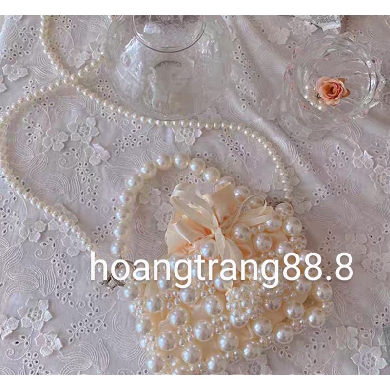 Túi xách tay, đeo chéo kết hạt cườm ngọc trai handmade rạng ngời xinh tươi