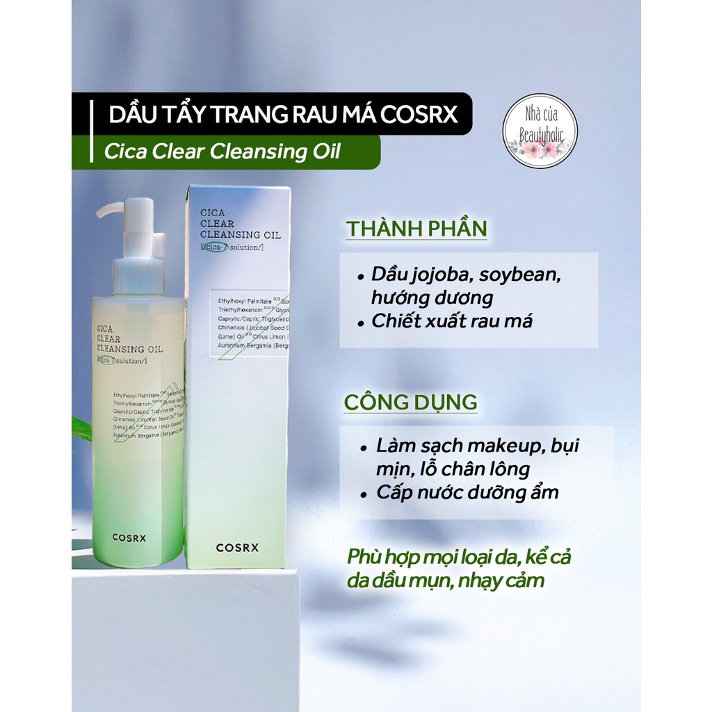 Dầu tẩy trang rau má COSRX CICA CLEAR CLEANSING OIL