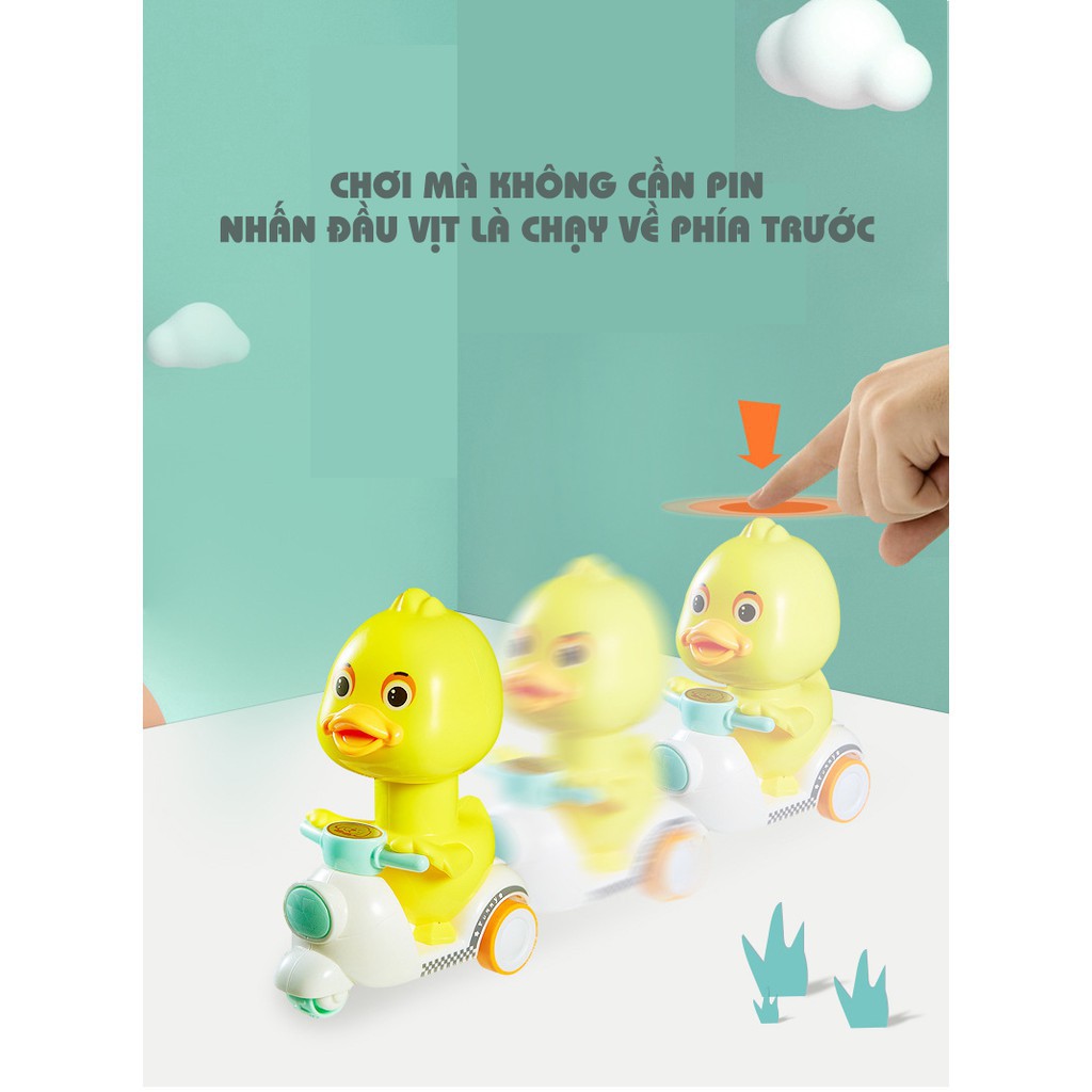 Con Vịt Đồ Chơi Cho Bé Vặn Cót, Đồ Chơi Dây Cót Cho Bé 1 2 3 4 5 tuổi, Vịt Đi Xe Vespa Nhấn Đầu Là Chạy, Mẹ Mốc Shop