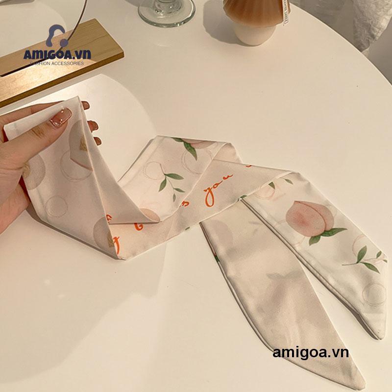 ✨✨Dây buộc tóc hình vuông bằng lụa mềm in họa tiết trái cây phong cách Hàn Quốc