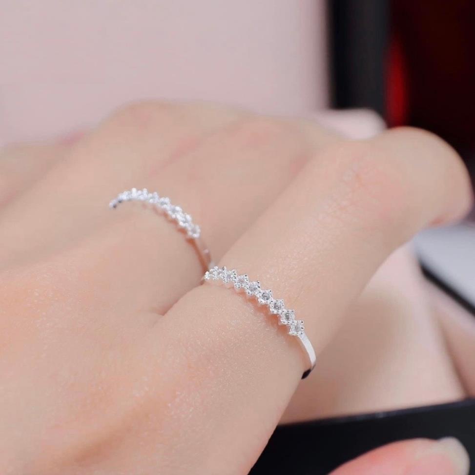 Nhẫn nữ, nhẫn bạc ta cho nữ, đính các viên đá lấp lánh , hàng sáng bóng_ Bạc Kim Hưng