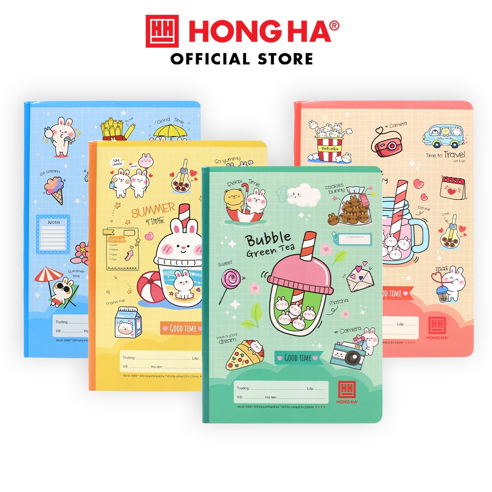 Vở 4 ô ly 200 trang Hồng Hà School Monster (0588)