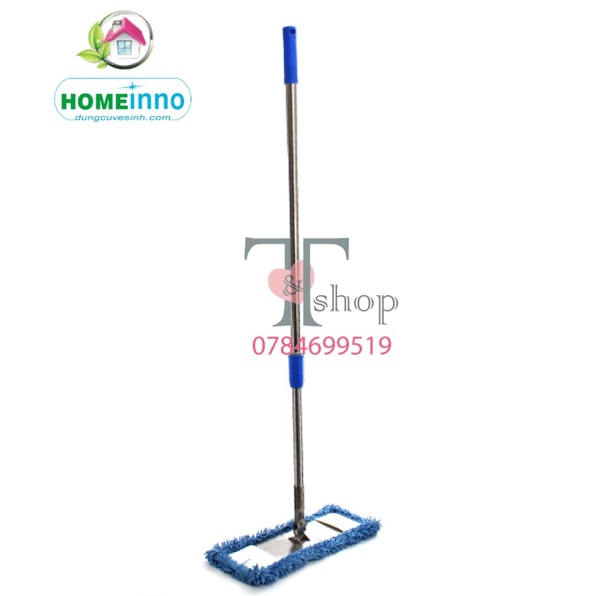 Cây Lau Nhà Công Nghiệp Inox Microfiber San Hô 45cm Homeinno Cán Rút 100-165cm