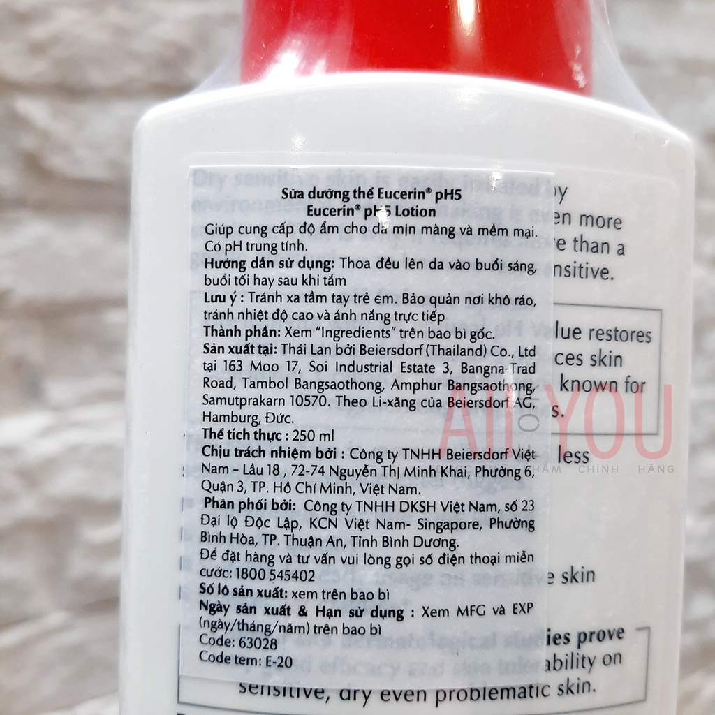 Eucerin pH5 Lotion 250mL - Sữa Dưỡng Thể Dành Cho Da Nhạy Cảm.