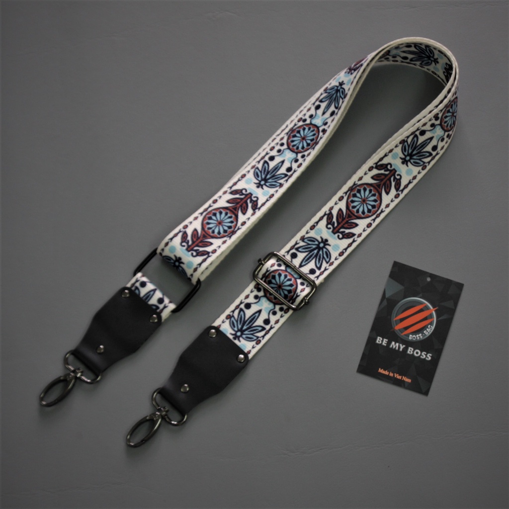 Dây đeo chéo Poly cho túi xách, máy ảnh thổ cẩm Hoa Lá 2