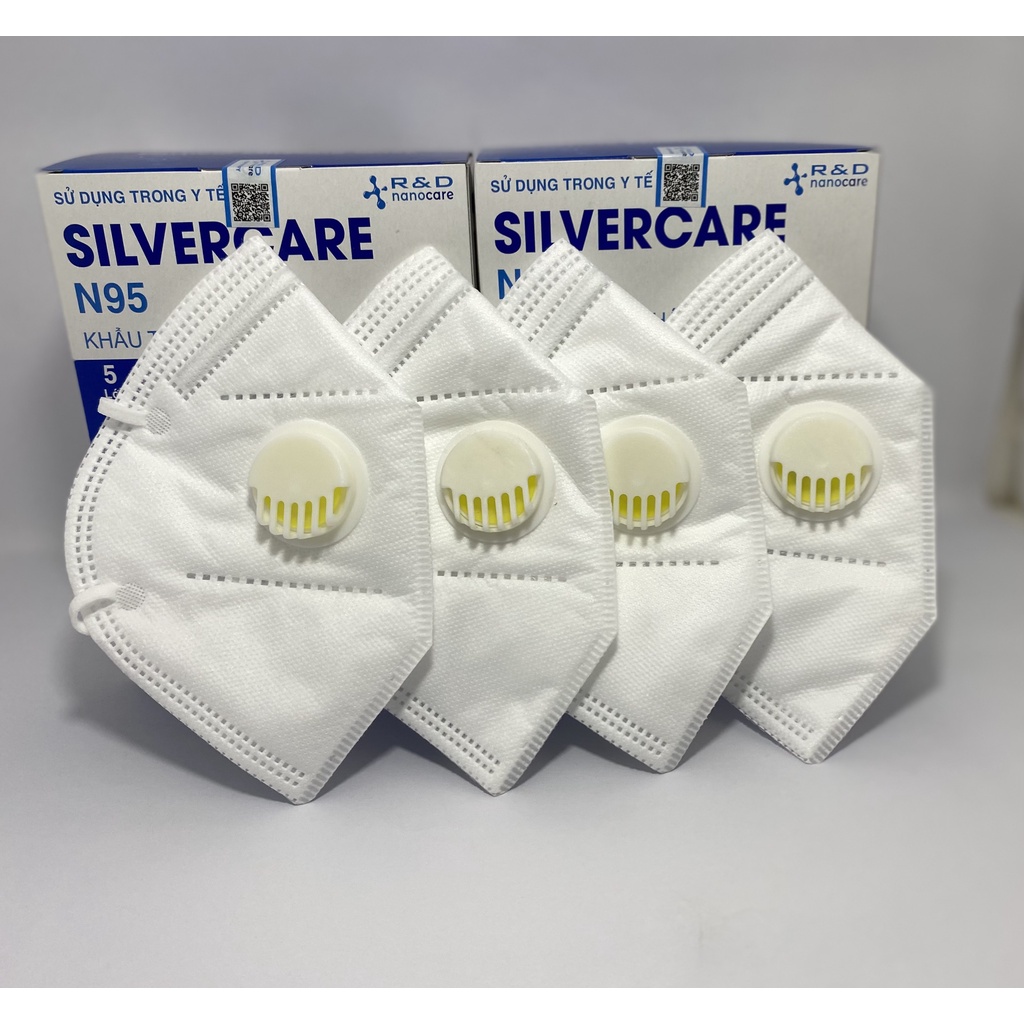 Hộp 20 chiếc khẩu trang N95 Y tế Nano Silver 5 lớp có màng lọc Nano an toàn, ngăn bụi mịn, ôm khít mặt có van thở