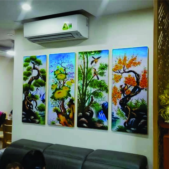 Tranh tứ quý tráng gương Tường An - Tranh decor treo tường phòng khách, trang trí nhà cửa