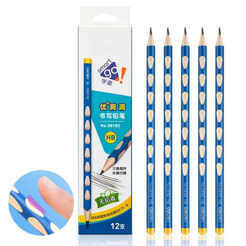 Hộp 12 chiếc bút chì định vị tay cầm/ Hộp 12 chì định vị HB/ Hộp chì Deli ShopMaeum610