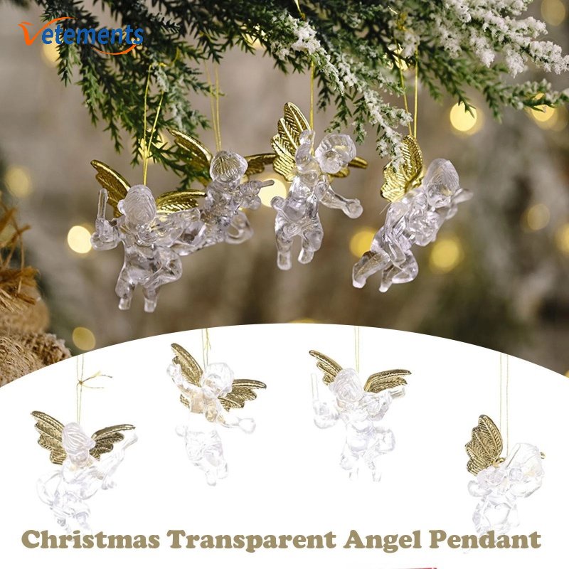 Bộ 4 Búp Bê Thiên Thần Trong Suốt Trang Trí Cây Thông