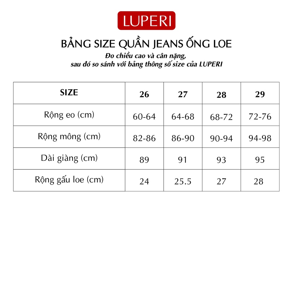 Quần Jeans Nữ Ống Loe LUPERI Kiểu Dáng Thời Trang Thời Thượng Chất Liệu Denim Cao Cấp Co Dãn Thoải Mãi LFQJ162