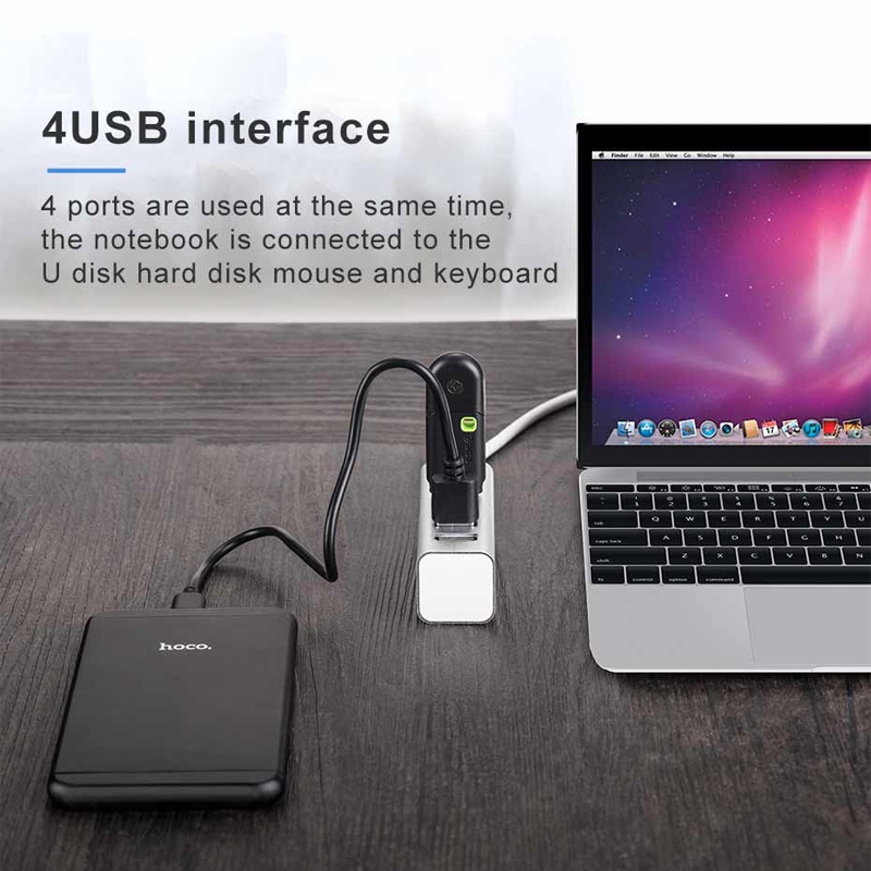 Thiết bị chia 4 cổng USB 2.0 HOCO tốc độ cao cho máy tính bàn iMac