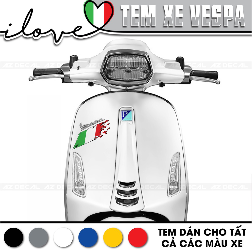 Tem Xe Vespa italia 06 | Tem Rời Xe Vespa Chất Liệu PVC 5 Lớp Cao Cấp